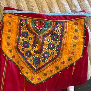 Vibrant Embroidered belly dancing skirt with Beaded Accents